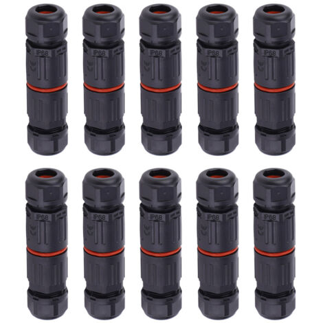 Cable électrique étanche IP68, connecteur à 3 broches, prise extérieure, 0,5 mm2  2,0 mm2, 10 pièces