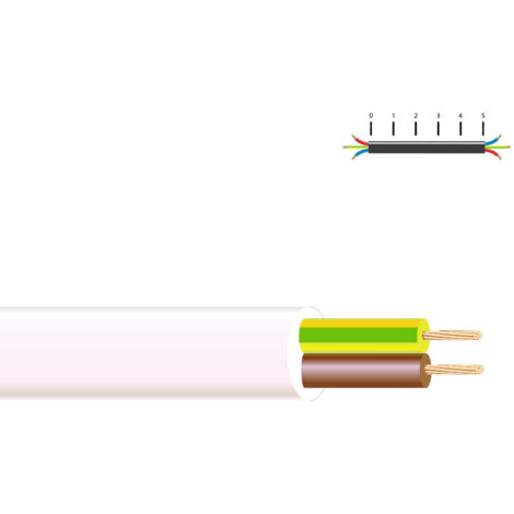 Câble électrique h 05 vv-f 2x1mm blanc euro/mts