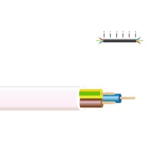 Câble électrique h 05 vv-f 3x1,5mm blanc euro/mts