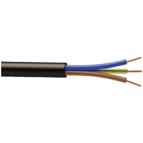 Câble électrique noir RO2V 3G2.5, couronne de 50M.