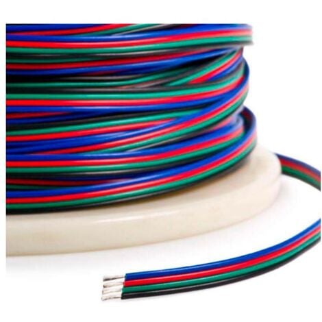 Câble Électrique Plat Gaine 4x0.5mm² pour les Rubans LED RGB Noir - Unité de mesure: 1 m - Noir - Unité de mesure: 1 m