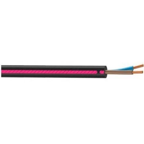 Câble électrique R2V 2x1,5mm² noir liseré rose 100m - CDP