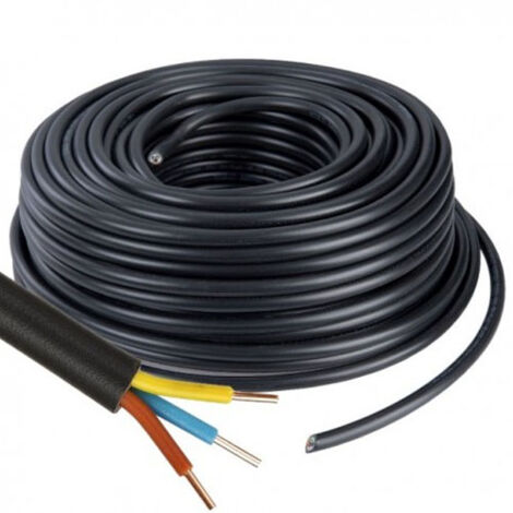 Câble électrique R2V 3G1.5 mm² – Bobine 50 m – Gaine PVC noir pour installations fixes – Usage extérieur avec protection mécanique