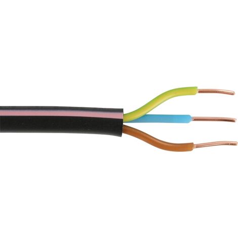 Câble d'alimentation électrique U1000R2V 3G1,5 Noir - 5, 10, 50 ou 100m