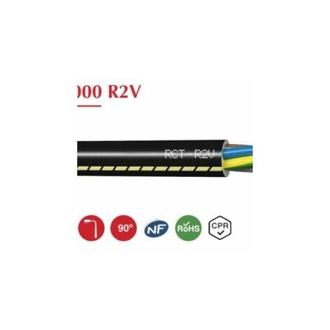 CABLE COURANT FORT Câble électrique - RO2V / R2V - 3G 4mm² - Vert / Jaune - Au mètre