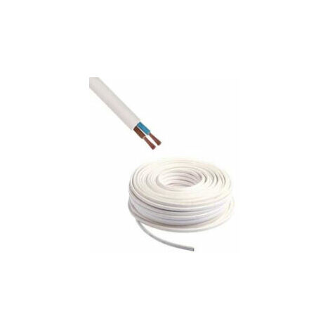 Câble électrique souple blanc - HO5VVF 2x1mm² - 50m