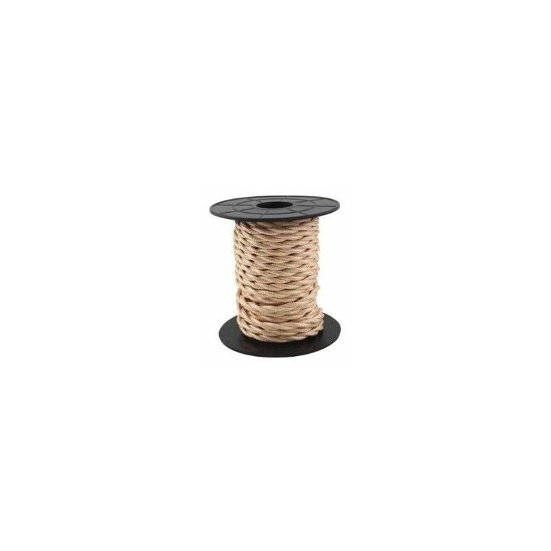 GSC - Câble électrique textile 10 mètres 2x0.75mm tressé Marron Clair 3902981