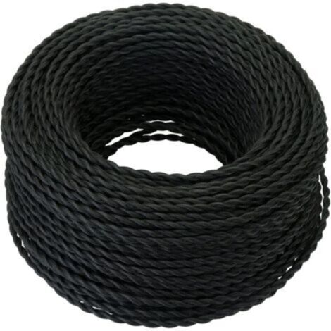Câble Electrique Textile 10M，Rétro Corde de chanvre tressé torsadée Câble 2x0,75 mm², 2 fils torsadés toronnés，pour DIY Pendentif Lampe/Noir