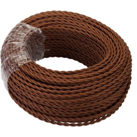 MINKUROW Câble Electrique Textile 10M，Rétro torsadé fil tressé，Fil de cuivre recouvert de lin 2 noyaux（2x0,75 mm²），Pour DIY Pendentif Lampe/Café