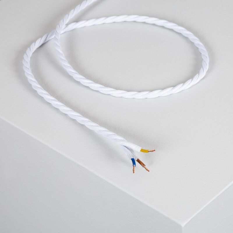 Câble Électrique Textile Tressé Blanc 2 m