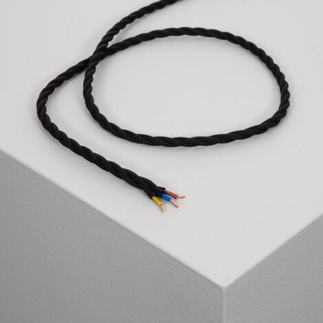 Câble Électrique Textile Tressé Noir 100 m