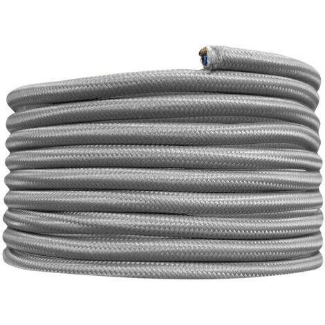 Câble électrique tissu gris, long. 3m, diam. 6.2mm  - Tibelec