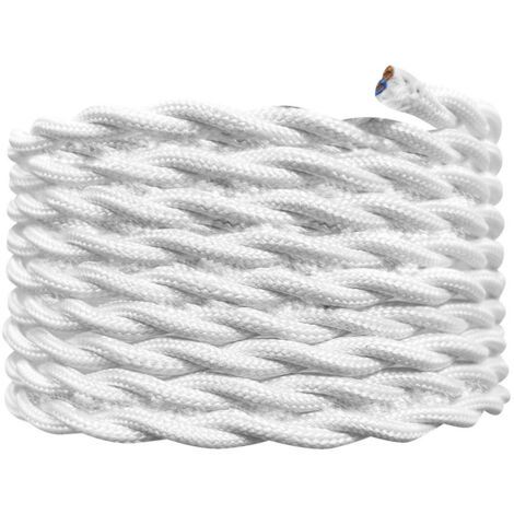 Câble électrique torsadé blanc, long. 3m, diam. 6.2mm  - Tibelec