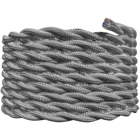 Câble électrique torsadé gris, long. 3m, diam. 6.2mm  - Tibelec