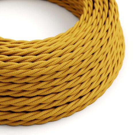 Câble électrique tressé jaune moutarde - Les câbles créatifs originaux, conçus pour mettre en valeur vos lustres - TM25 - 1 mètre