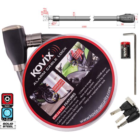 Câble en acier avec alarme KOVIX KWL24-110