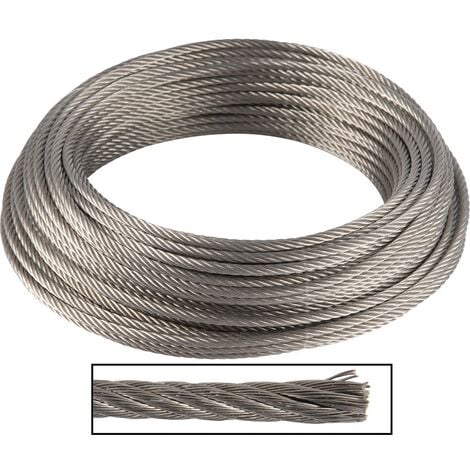 WURKO 12011008-Cable ACIER 3 mm galvanisé (6 x 7 x 1-) bobine 100 m :  : Bricolage
