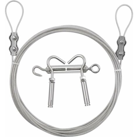 Câble en acier inoxydable gainé PVC de 3 m de long et de 3 mm de diamètre avec tendeur de câble pour