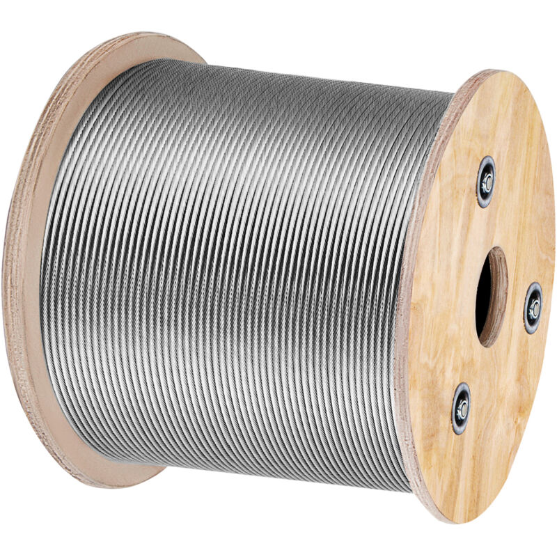 Mophorn Câble en acier inoxydable1/8" T316 - Câble métallique 7x7, 500 pieds pour balustrades, terrasses et projets de bricolage