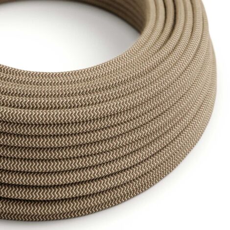 Câble en tissu coloré Bark et Beige ZigZag - The Original Creative Cables, pour lampes et lustres - RD73 - 1 mètre