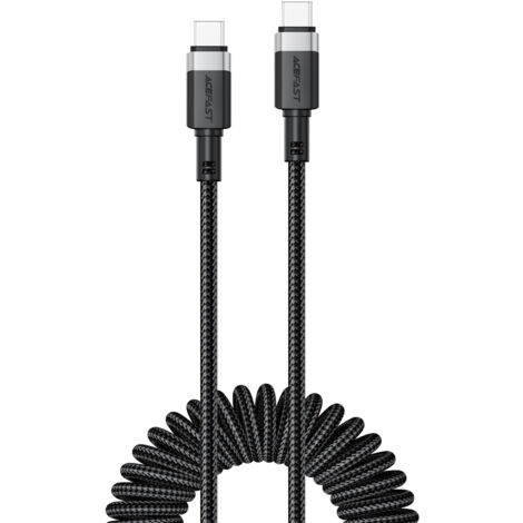 Cable espiral USB-C - USB-C 480 Mb/s 3 A 1,2 m - negro