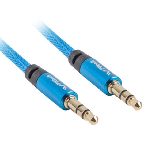 Câble Estã‰Reo LANBERG CA-MJMJ-10CU-0010-BL 3,5MM Connecteurs mâles/mâles à jack plaqué or 1 mètre de fil bleu tissé