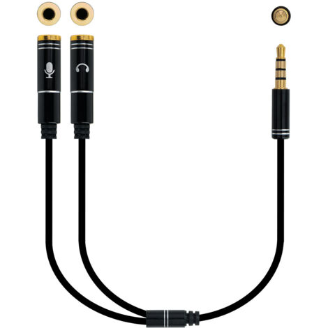 Cable Estéreo Nanocable 10.24.1202/ Jack 3.5 Macho - 2x Jack 3.5 Hembra/ 30cm/ Negro