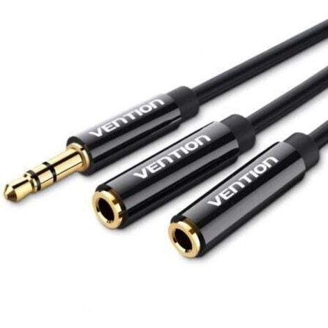 Cable Estéreo Vention BBSBY/ Jack 3.5 Macho - 2x Jack 3.5 Hembra/ 30cm/ Negro