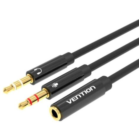 Cable Estéreo Vention BBTBY/ 2x Jack 3.5 Macho - Jack 3.5 Hembra/ 30cm/ Negro