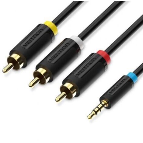 Cable Estéreo Vention BCBBG/ Jack 3.5 Macho - 3x RCA Macho/ 1.5m/ Negro