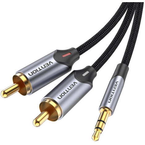 Cable Estéreo Vention BCNBH/ Jack 3.5 Macho - 2x RCA Macho/ 2m/ Gris