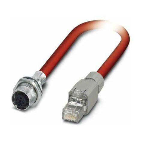 Câble Ethernet Blindé Phoenix Contact, Rouge, 2m Avec connecteur Droit ( Prix pour 1 )