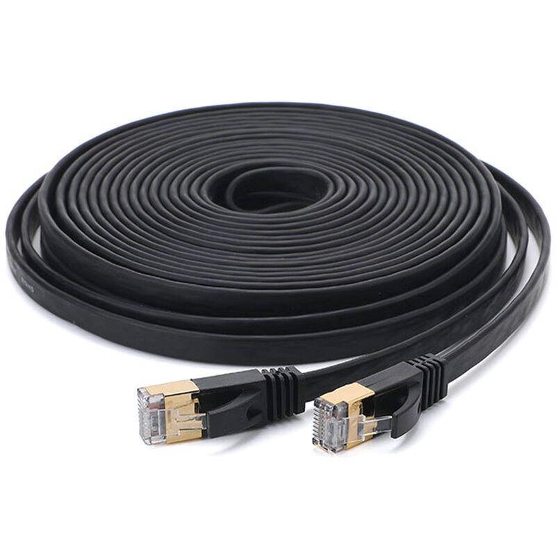 

Cable Ethernet Cat 7 32AWG Cobre libre de oxigeno 10 Gbps Alta velocidad 600 Mhz Ancho de banda Red de Internet plana Cable de conexion LAN, Negro 15