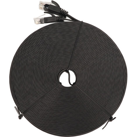Câble Ethernet CAT6 20m - 1000Mbps, Compatible Modem, PC, PS5, Xbox, RJ45, Noir