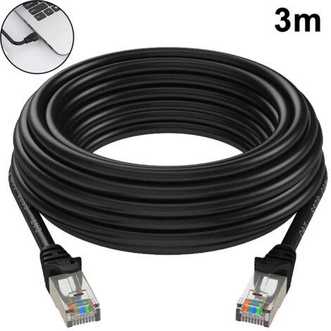 Câble Ethernet Cat6 Gigabit plat avec clips de fixation et connecteurs RJ45 anti-accrochage pour ordinateur/modem/routeur/Xbox. Plus rapide que les câbles Cat5e/Cat5.-AquaForge