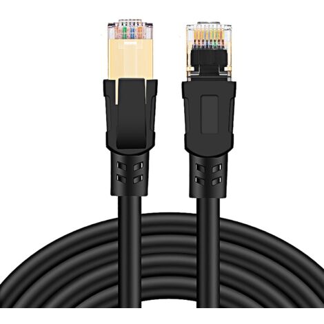 Câble Ethernet Cat8 3m, Cordon Réseau RJ45 Blindé Haute Vitesse