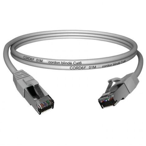 Câble Ethernet catégorie 6 F/UTP CAE Multimedia Connect, Gris, 10m Avec connecteur, Résistant au Feu ( Prix pour 1 )