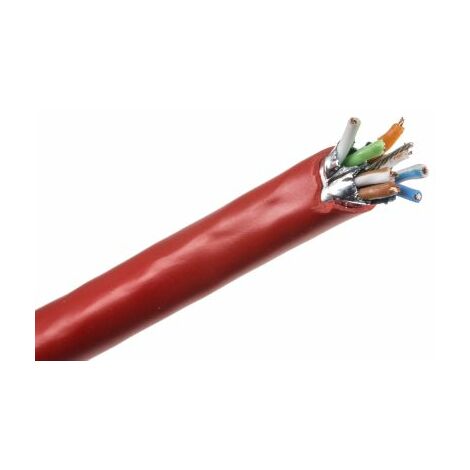 Câble Ethernet catégorie 6 U/FTP CAE Multimedia Connect, Rouge, 100m PVC Sans terminaison, IEC 60332-1 ( Prix pour Bobine de 100 Mètres )