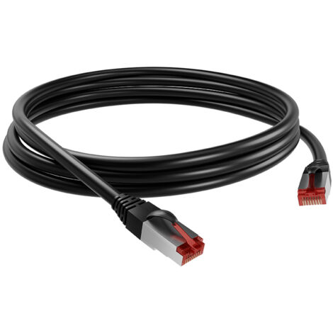 Câble Ethernet catégorie 6a S/FTP CAE Groupe, Noir, 1m LSZH Avec connecteur Droit ( Prix pour Sachet de 5 )