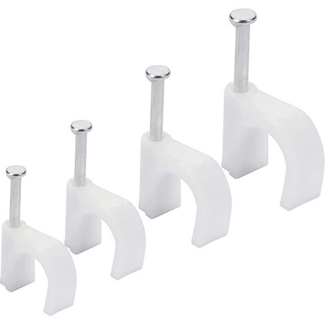 Câble Ethernet électrique (lot de 400), 6-10 mm - Serre-câbles électriques avec goujons en fer pour câbles Cat5, Cat6, RG6, RG59, RJ45 et TV