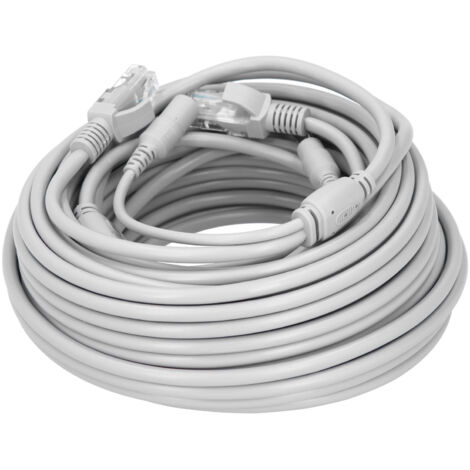 Câble Ethernet PoE 2-en-1 20m pour Caméras de Sécurité IP NVR CCTV