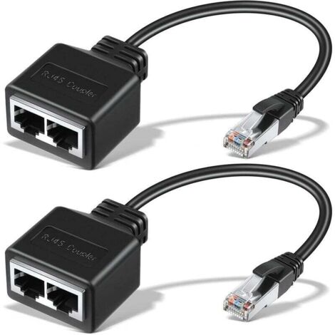 Câble Ethernet RJ45 2 Pcs Adaptat Réseau Répartit Ethernet Adaptat Extension Ethernet Double Répartit de Réseau Convient Cat5 Cat5e Cat6 Cat7 LAN Adaptat Connect de Prise Devenirrich