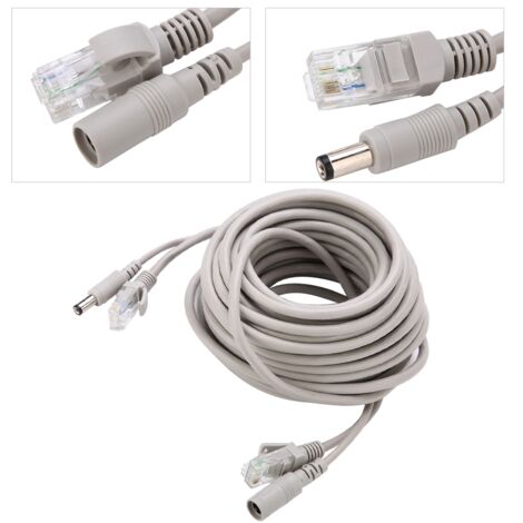 Câble Ethernet RJ45 avec Alimentation DC 10M pour Caméra de Surveillance IP, 10/100Mbps