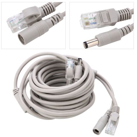Câble Ethernet RJ45 avec Alimentation PoE pour Caméras de Sécurité et NVR - Longueurs 5M, 10M, 15M, 20M - 10/100 Mbps