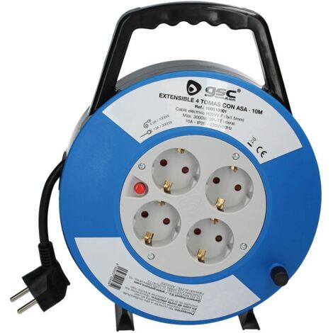 Cable extensible de 4 tomas (3x1.5mm) 10 metros con asa