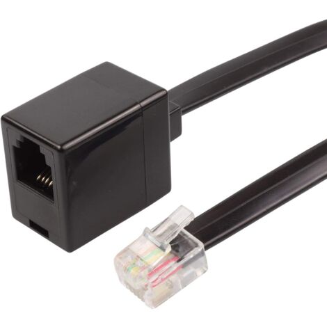 Cable extensor teléfono RJ11 6P4C 10 M Negro