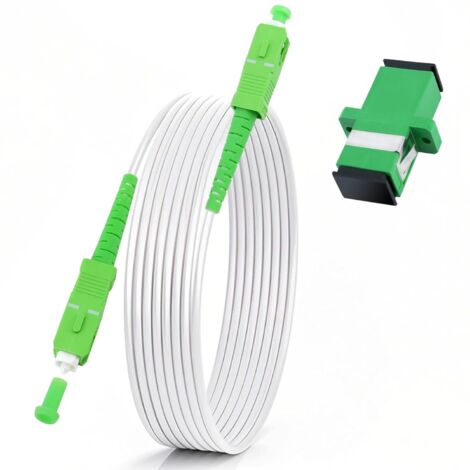 Cable Fibre Optique SC/APC - Monomode Armé 9/125 μm - Compatible OS1 OS2 - Blanc LSZH - 3 m