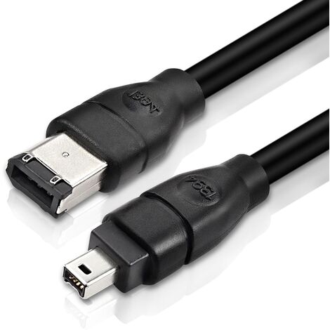 Cable FireWire 400 de 4 pines a 6 pines 1.8 M Negro