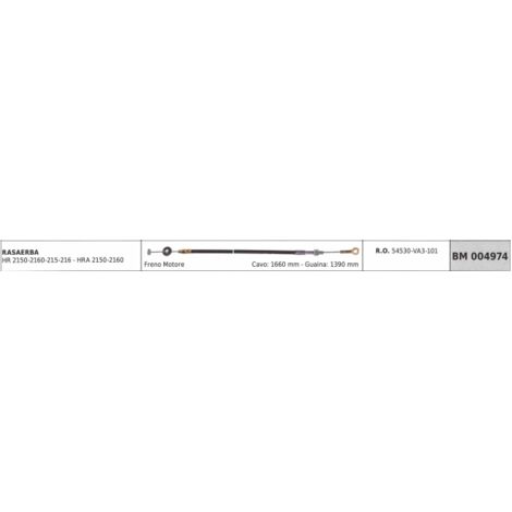 Câble frein moteur HONDA tondeuse HR 2150-2160-215 câble 1660 mm gaine 1390 mm