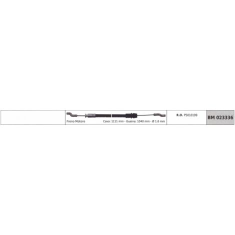 Câble frein moteur tondeuse IBEA 1111mm gaine 1040mm Ø 1.6mm
